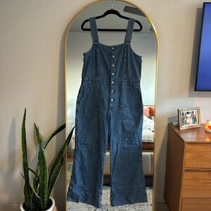 AERIE Denim Kick Flare Overalls